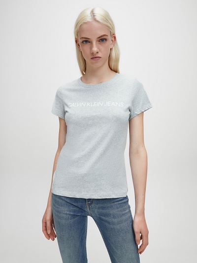 Calvin Klein Ruhák HU279853 | Calvin Klein Slim Logo Női Póló Világos Szürke